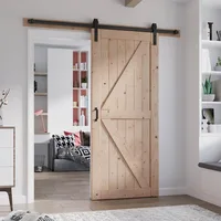 36in x 84in Wood Barn Door with 6.6FT Barn Door Hardware Kit Included K Shape Solid Spruce Wood Panel Need 1