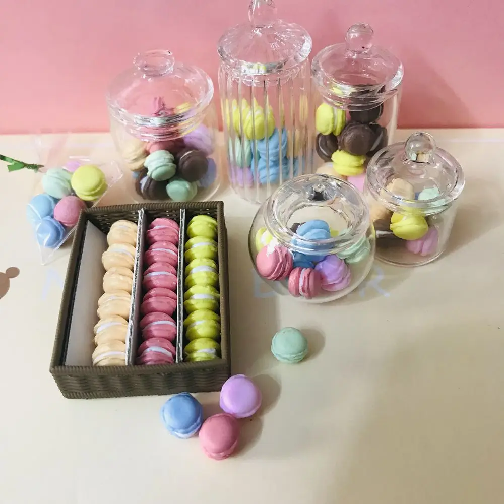 NEW Candy Color Macaron 1/12 Scale Dollhouse Miniature Macaron Dessert Cake for Blyth Barbies OB11 1/6 BJD Doll House Play 2
