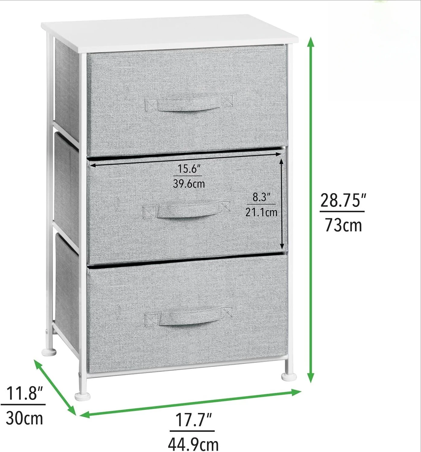 Steel Top and Frame Storage Dresser Tower   Fabric Drawers for Bedroom, Living Room, or Bathroom - Holds Clothes, Accessories 3