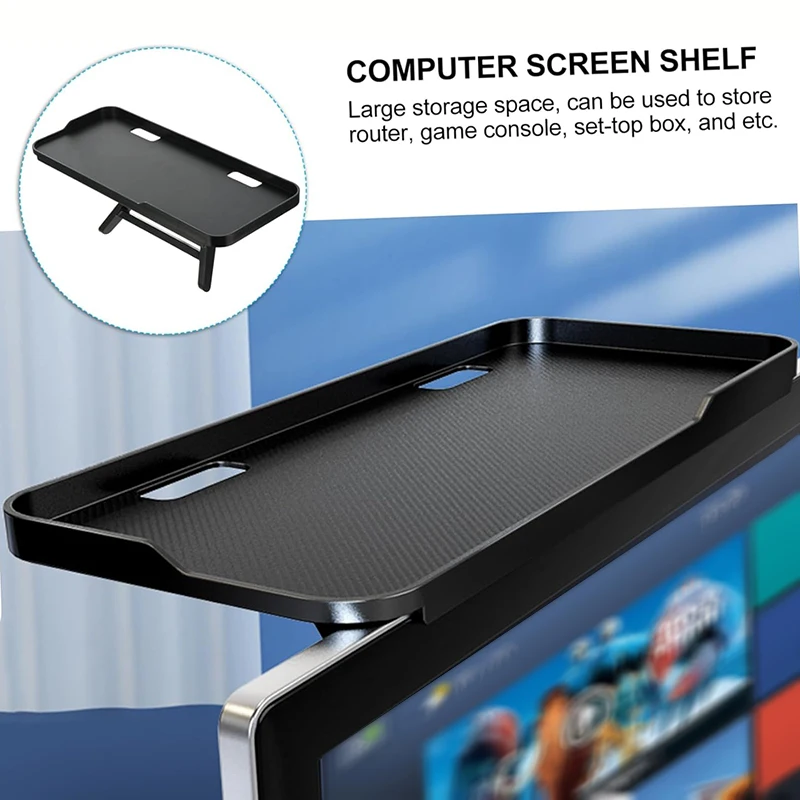 

Tv Top Shelf Screen Shelf Adjustable Tv Top Storage Bracket Computer Screen Shelf for Cellphone Stand Media Boxes