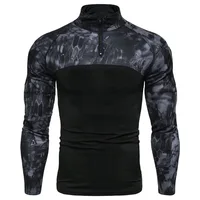 Long Sleeve Tactical Shirts CP Shirt 1/4 Zipper Ripstop Cotton Camoufalge Outdoor T Shirts Men Clothing Elastic Military Uniform 2