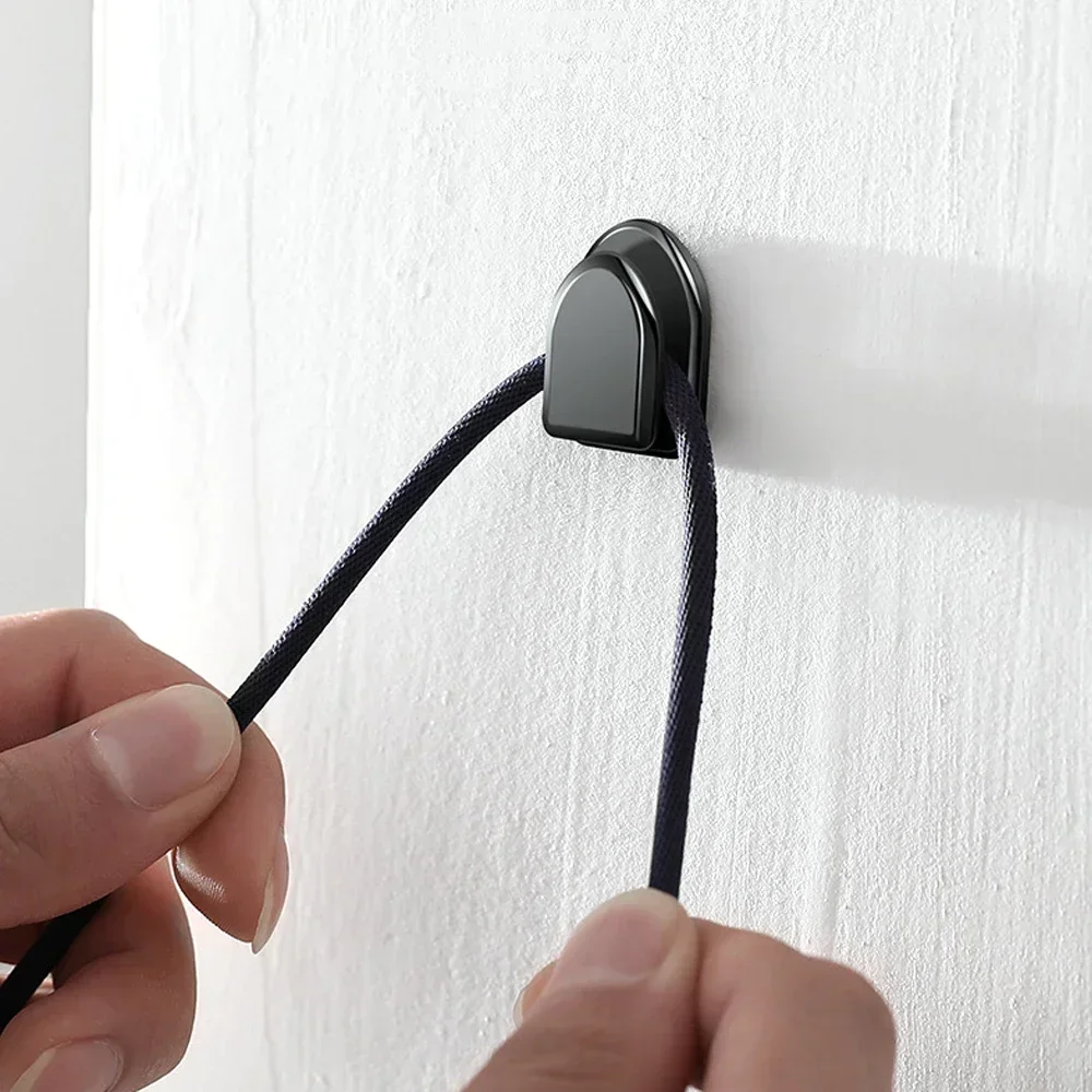 Black Plastic Self Adhesive Car Hooks for USB Cable Storage