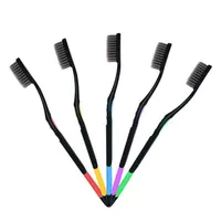 10 Pieces Packed Soft Bristle Bamboo Charcoal Black Hair Ultra-Fine Beauty Toothbrush Couple Suit Oral Cleaning Tools 3