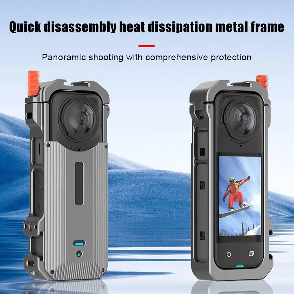 Metal Rabbit Cage Magnetic Frame Heat Accessories Protective Dissipation Sports Expansion Case for Insta360 X4 Camera Camer L1O9