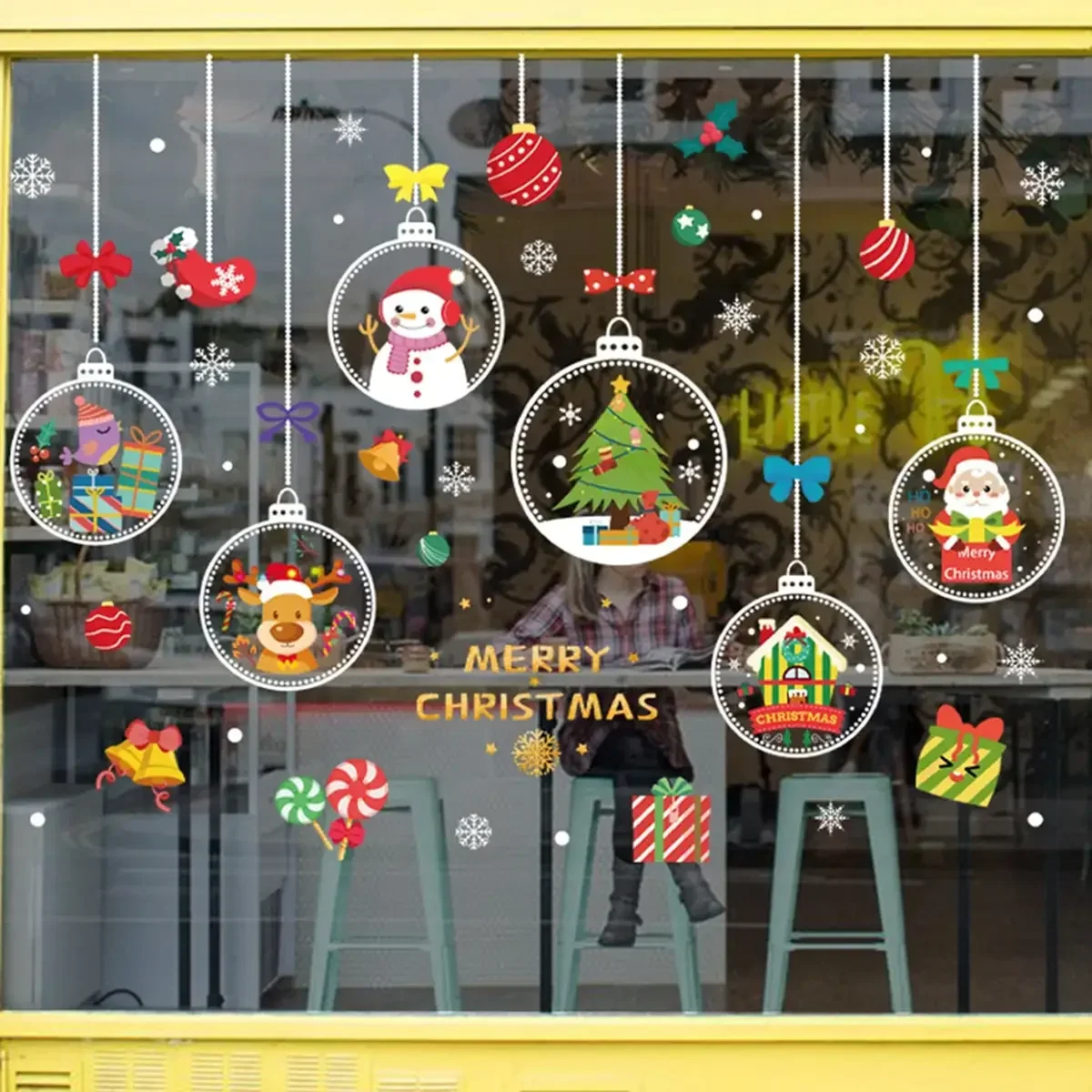 1PC Merry Christmas Glass Window Stickers