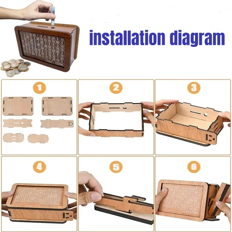 Piggy Bank Wood Save Money Organization Household Decoration