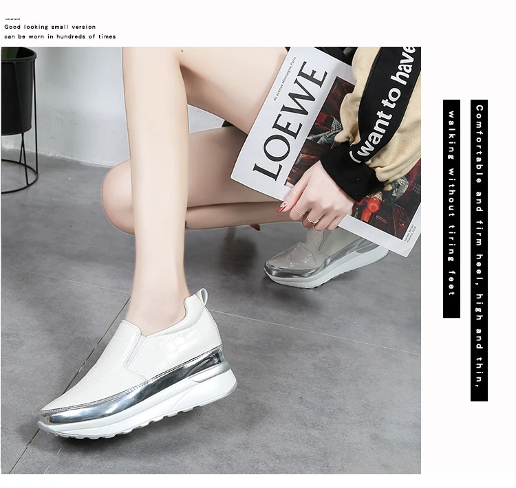 Patent Leather Chunky Platform Sneakers Women 2022 Autumn Hidden Heels Sport Shoes Woman Plus Size 43 Thick Bottom Loafers Shoes