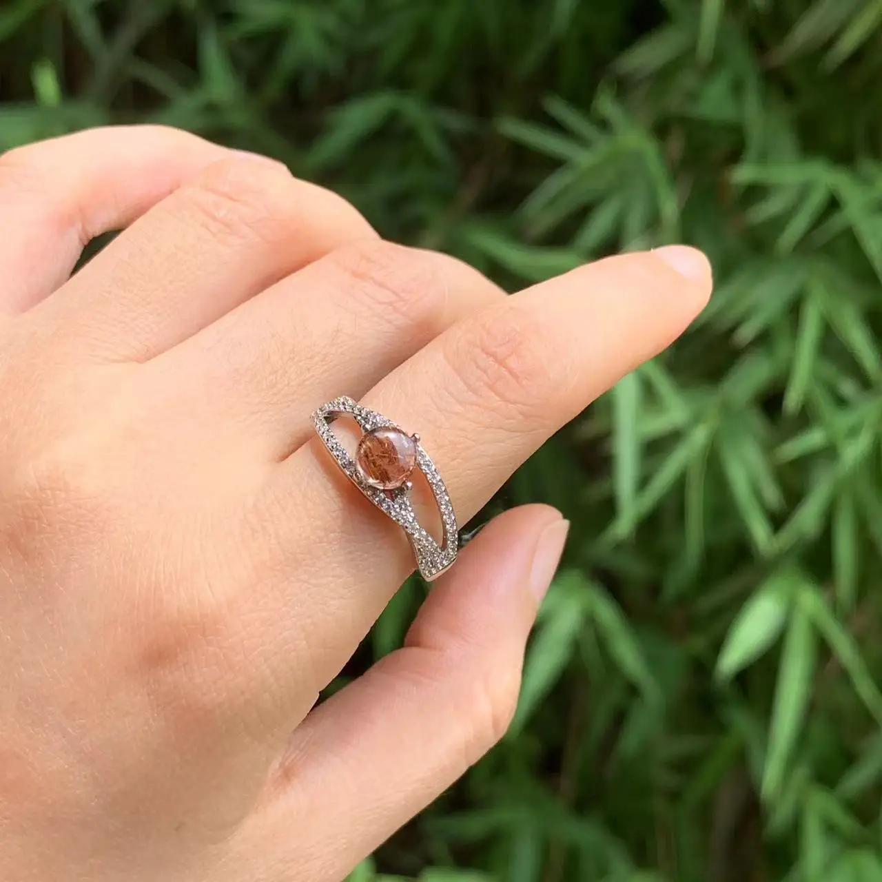 MM Natural RED Gold Rutilated Quartz Ring Adjustable Female Jewelry for Women Gift Wholesale High Quality Vintage Fine