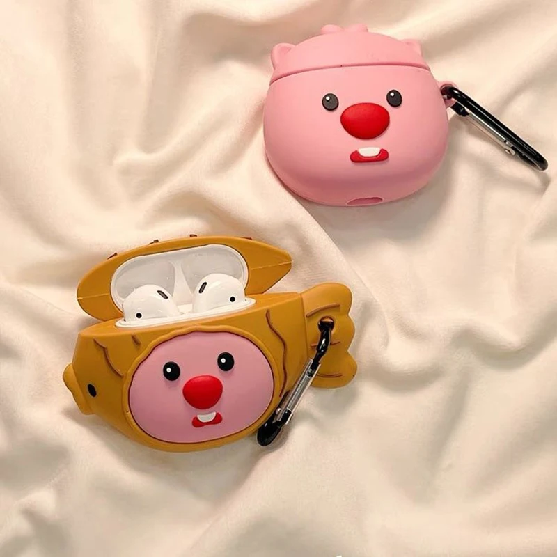 Zanmang Loopy Kawaii Cartoon Apple Phone Airpods 2 Generation Cover Protettiva Little Beaver Wireless Bluetooth Headphone Cover