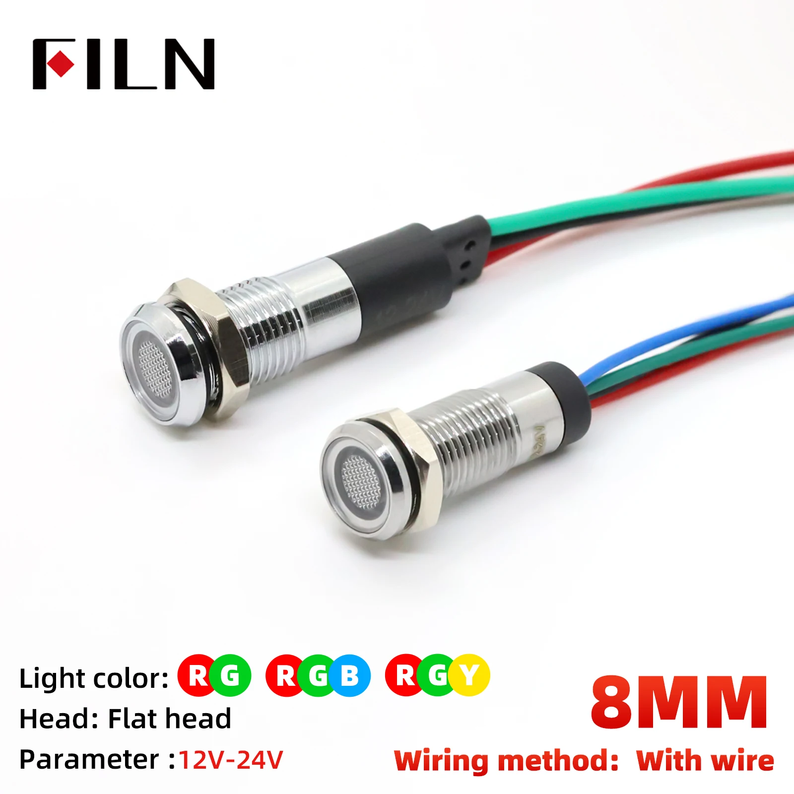 ตัวเลือกสินค้า ไฟแสดงสถานะ LED ขนาด 8 มม. หลายสี สำหรับระบบไฟฟ้า