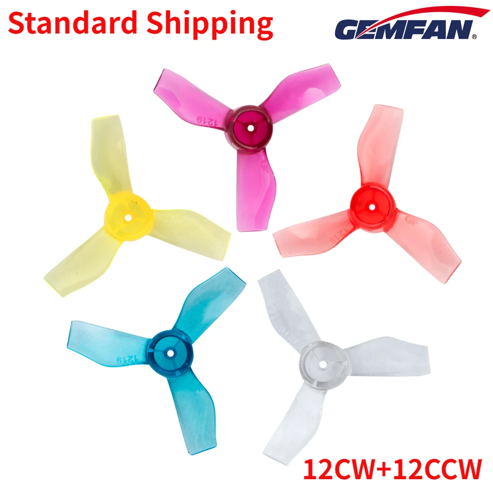 

12Pairs(12CW+12CCW) Gemfan 1219 1.2X1.9X3 31mm 3-Blade PC Propeller 1mm for RC FPV Freestyle Tinywhoop Mobula6 0703 0804 1103