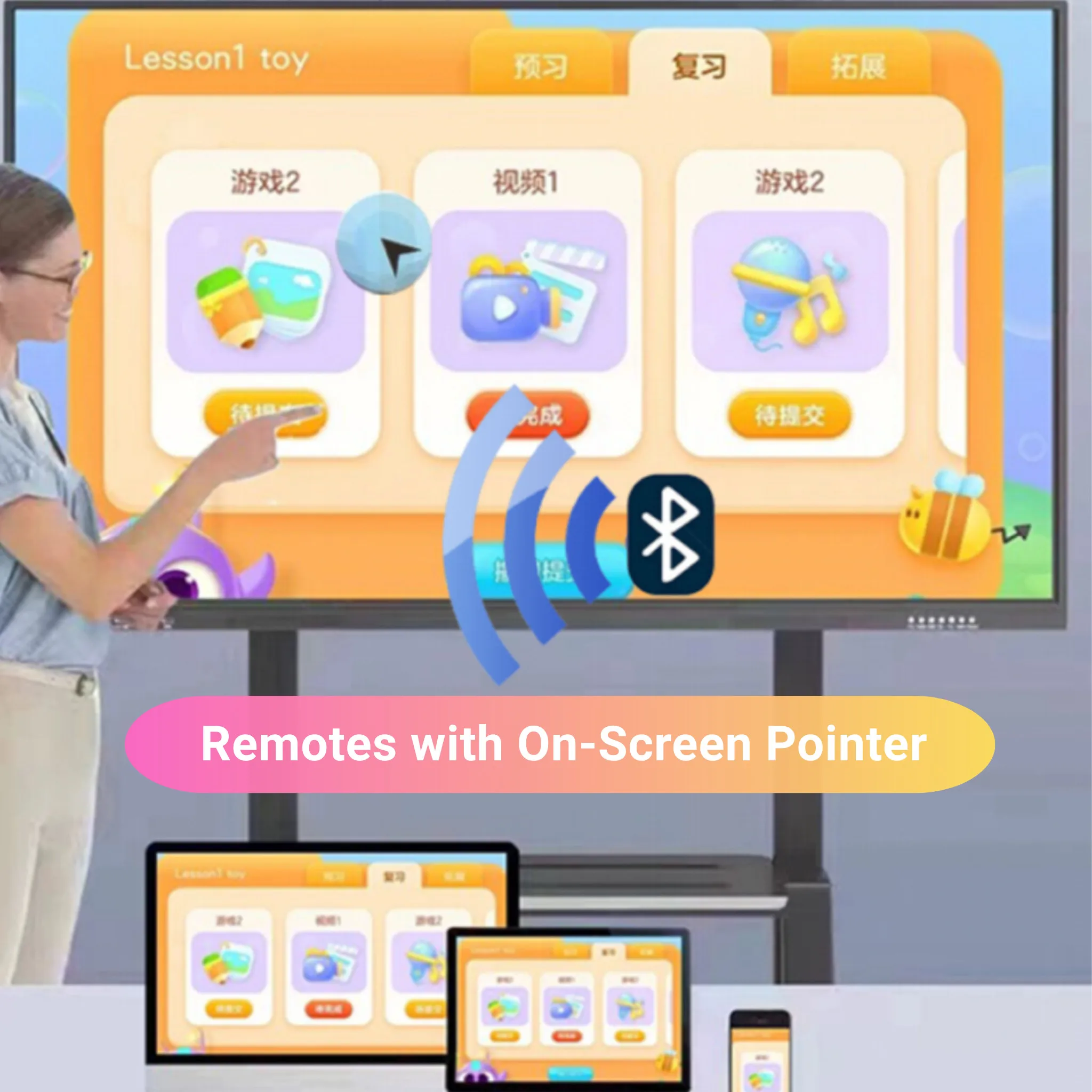 CheerTok Air 2 Phone Remote Control Bluetooth With On-Screen Pointer Touchpad Fo