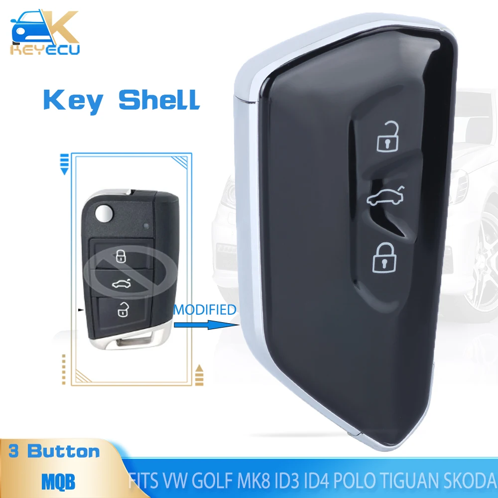 

KEYECU 3 Buttons Smart Remote Key Shell Case Fob for Volkswagen MQB Golf MK8 Polo Tiguan Skoda Superb Octavia SEAT Leon Ibiza