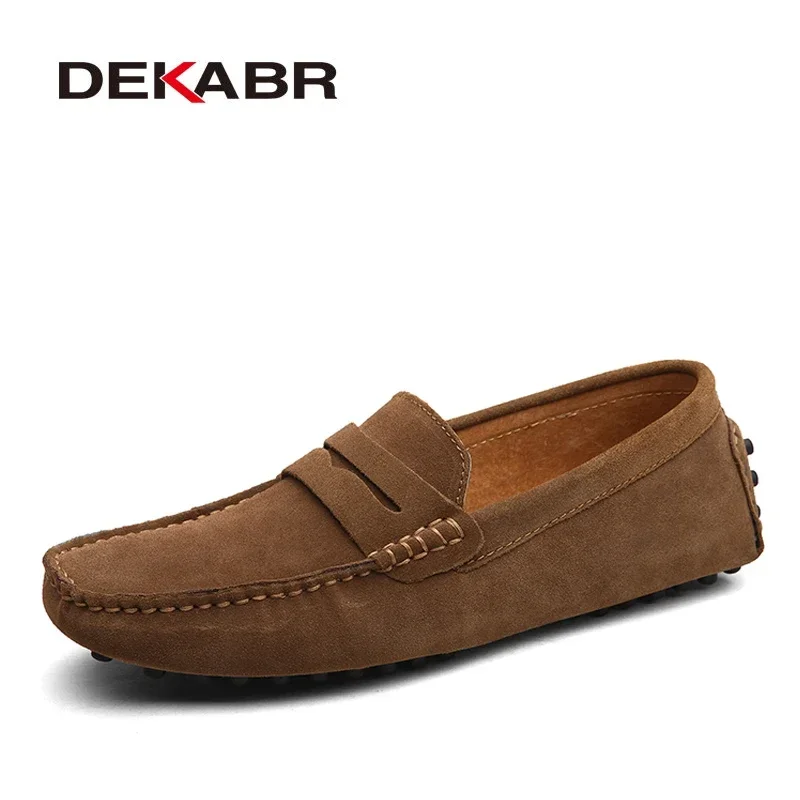 DEKABR Men Casual Shoes Genuine Leather Loafers Moccasins Slip On Flats Driving casual shoes,leather shoes