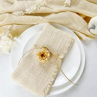 100pcs Wholesale 32x32cm Sage Green Gauze Cotton Napkin Reusable Wedding Party Christmas Table Decor Retro Burrs Cloth Napkins 2