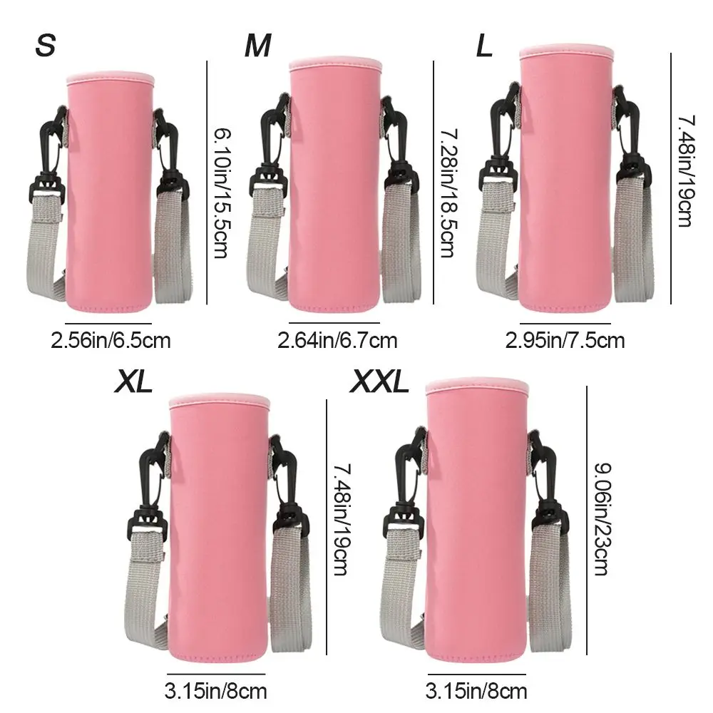 Water Bottle Cover Bag Pouch With Strap Neoprene Water Pouch Holder Shoulder Strap Black Bottle Carrier Insulat Bag