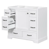 36" Bathroom Vanity Without Sink, Cabinet Base Only, Six Drawers, Multi-Functional Drawer Divider, Adjustable Shelf, White 2
