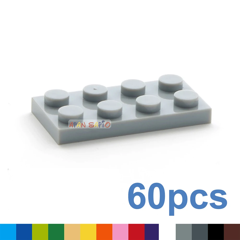 60 stücke DIY Bausteine Dünne Figur Ziegel 2x4 Punkte Pädagogisches Kreative Größe Kompatibel Mit 3020 Kunststoff Spielzeug für Kinder