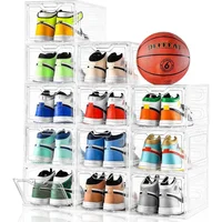 12 Pack Thicken Sturdy Clear Shoe Storage Organizer with Magnetic Door, Shoes Boxes Clear Plastic Stackable for Closet,Shoe Rack 1