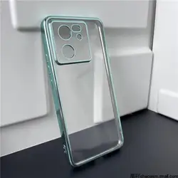 Elegant Plating Bumper Clear Case - Soft Silicone Transparent Back Cover for Mi 13 Pro (Green)