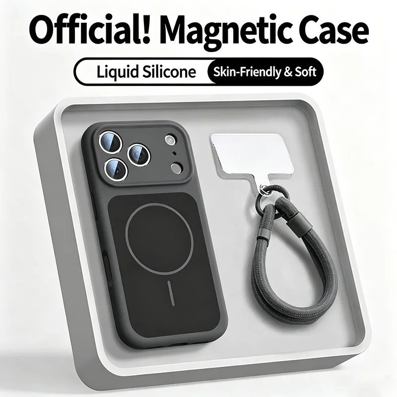 Lanyard Phone Case with Liquid Silicone Magnetic Cover and Magsafe Compatibility