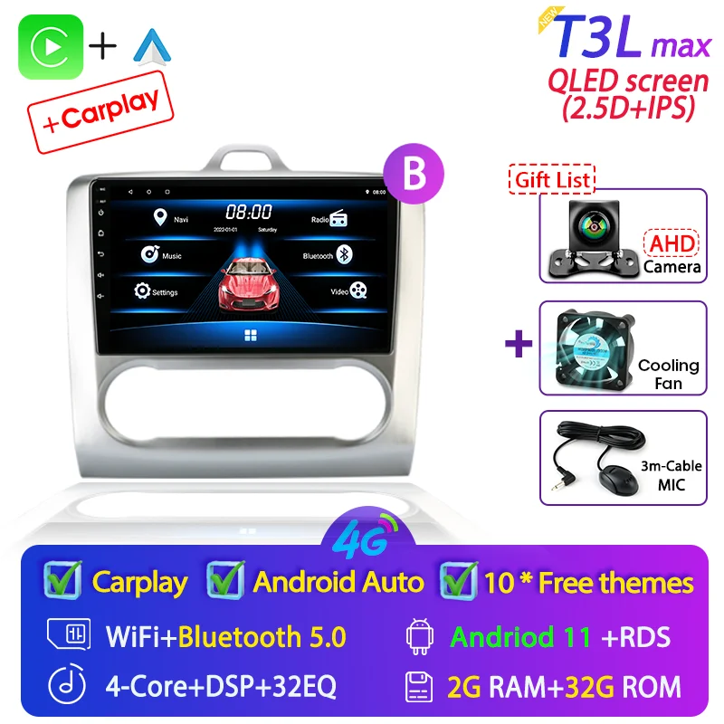 For Ford Focus 2 3 Exi MT AT Mk2 Mk3 2004-2011 Android 11 Car Radio Multimedia Player 2 Din Navigation Carplay Stereo Head Unit pioneer head unit Car Multimedia Players