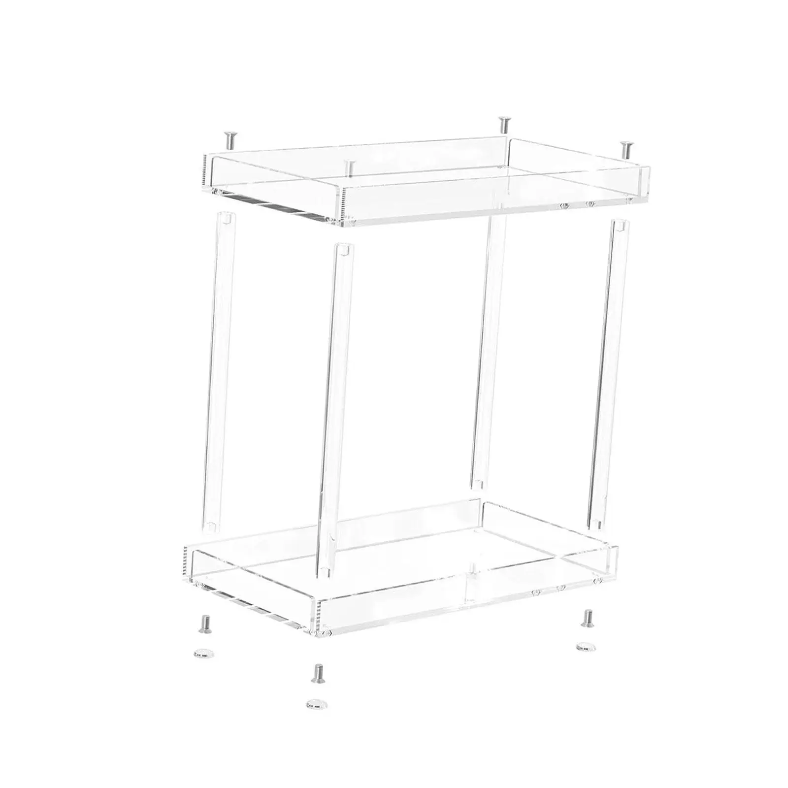 

Desk Cosmetics Rack Acrylic 2 Tiers Cup and Mugs Holder Table Storage Rack