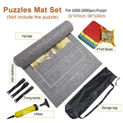Deluxe Puzzle Roll-Up Mat with Portable Travel Storage Bag (2000pcs set Gray)