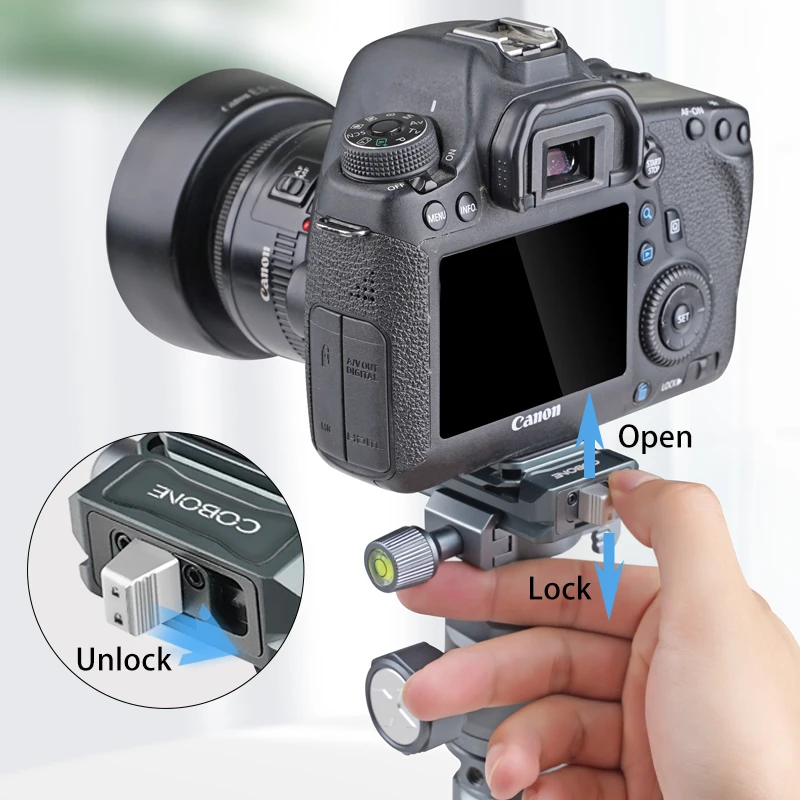 Quick Release Plate Clamp Mounting Bracket for DSLR Camera Tripod Adapter