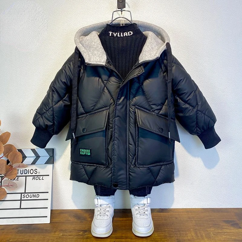 

Boys Girls Down Coats Winter Cotton Padded Parka & Coats Thicken Warm Long Jackets Toddler Kids Outerwear Children Clothes Q94