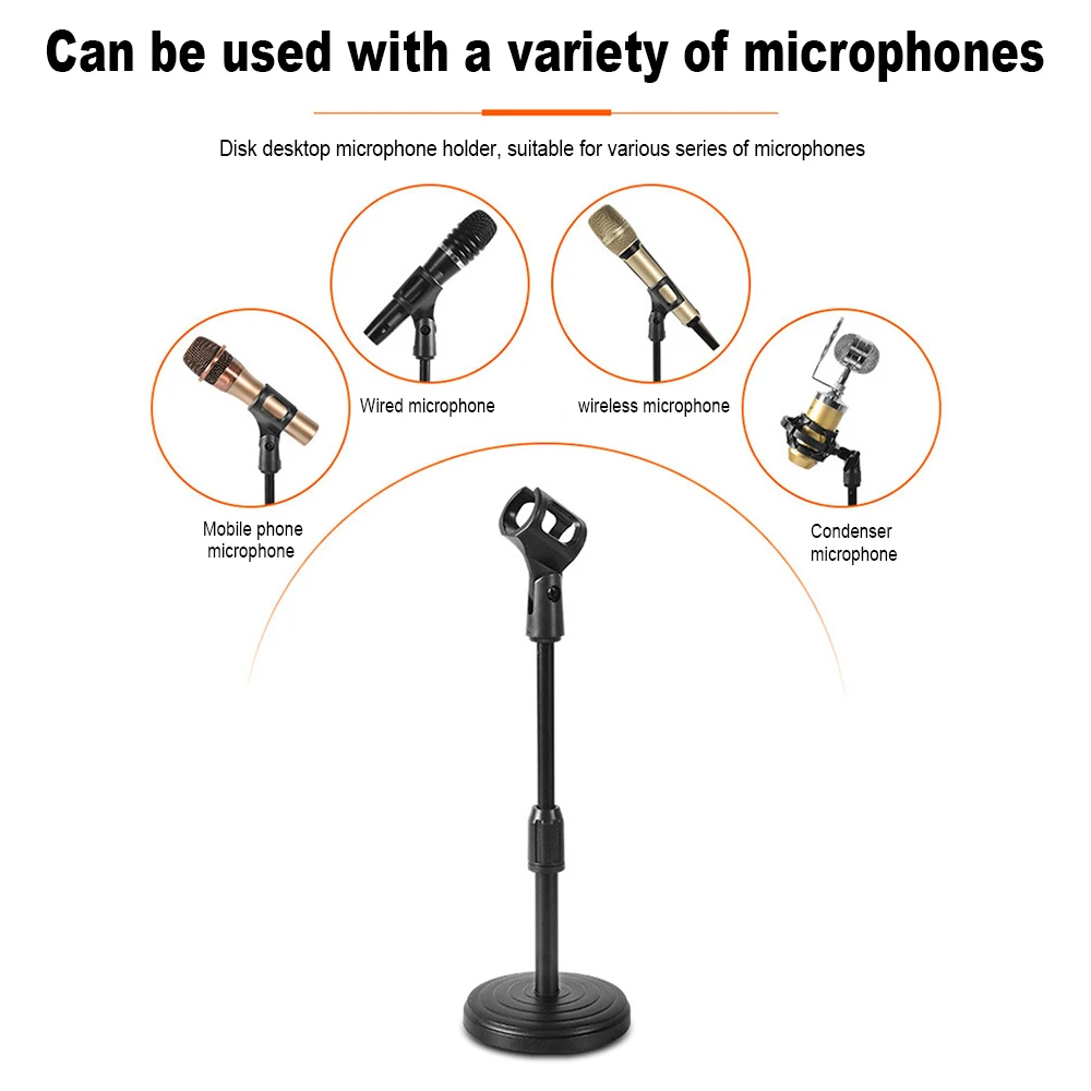 Flexible Desktop Tripod Folding Mic Stand With Adjustable Angle Disc Microphone Mount Holder Stand Bracket Microphone Clip Clamp microphone stand