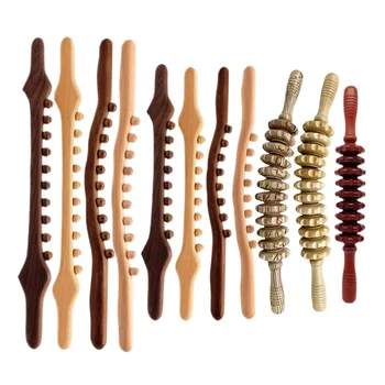 Wooden Therapy Massager Roller Trigger Point Wood Gua Sha Massage Stick Fascia Cellulite Muscle & Abdomen Body Belly Relief Tool