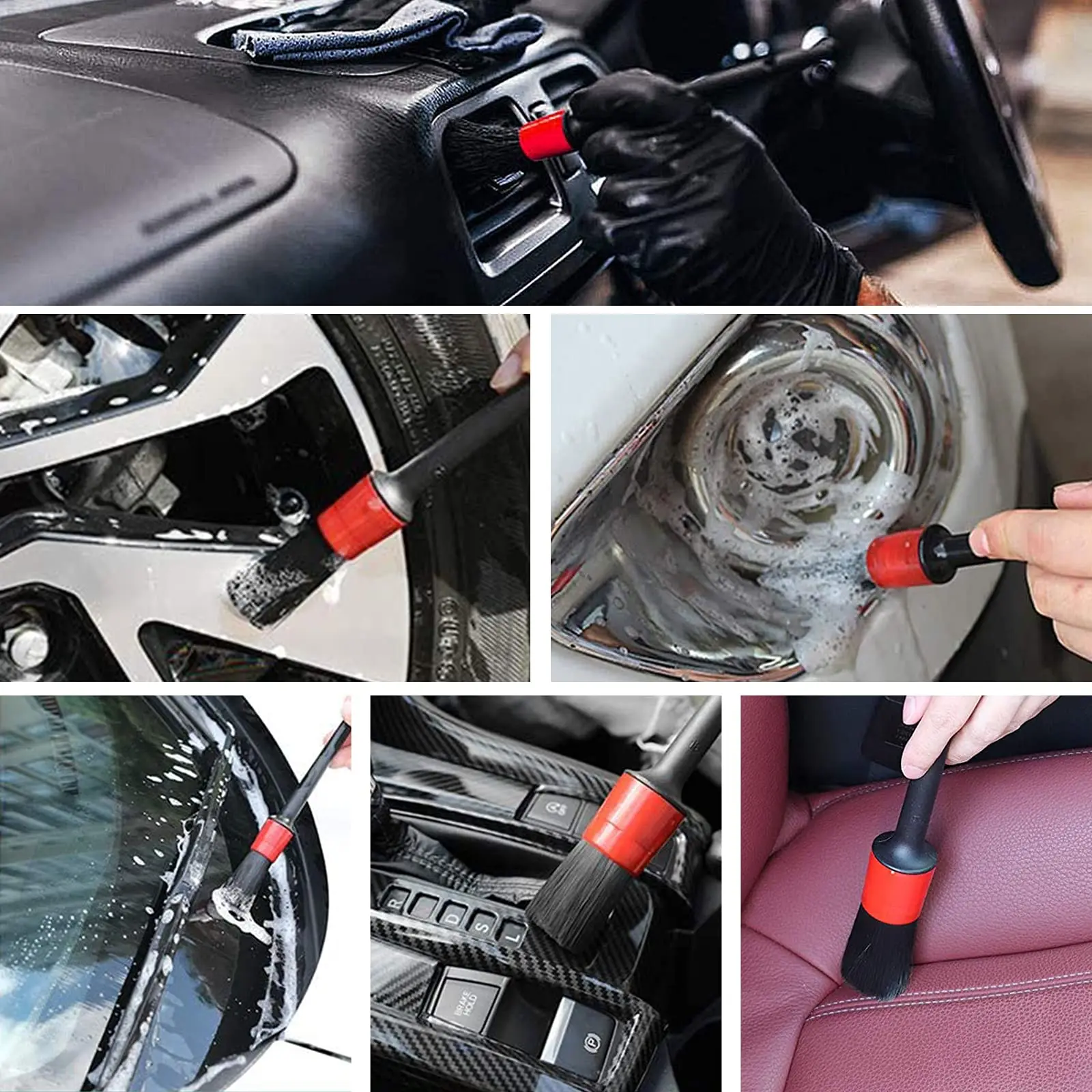 5pcs Detailing Brush Set Car Brushes Car Detailing Brush For Rim Cleaning Dashboard Air Outlet Wheel