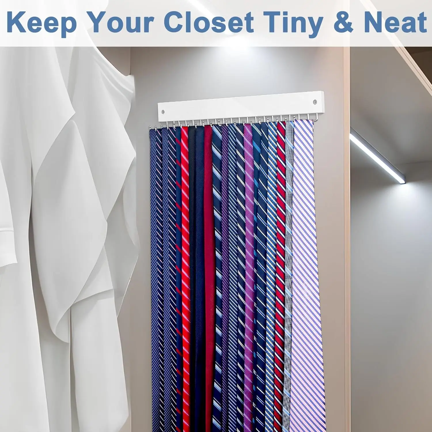 Tie Rack Wall Mounted Belt Pendant Storage Works Tie Rack 20 Hooks Wooden Metal Belt Organizer Men Hangers
