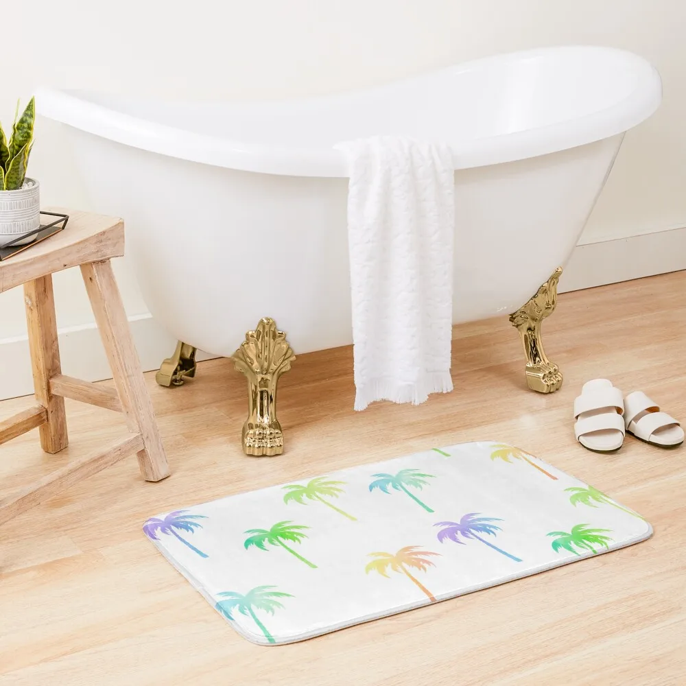 

Rainbow palm trees pack Bath Mat Bathroom Items For Toilet For Hallway On The Floor Mat