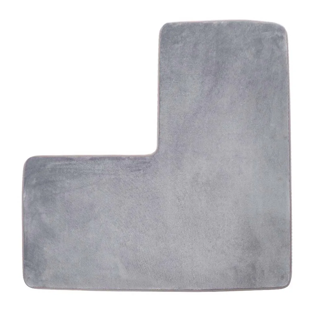L-Shaped Bath Mat Bathroom Floor Rug Water Absorbent Soft Bath Rugs Non Slip Corner Shower Mat Washable Carpet for Square Shower