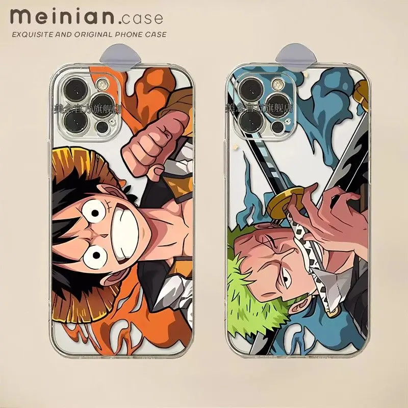 

Cartoon Mobile Phone Case One Piece Zoro Nami New Creative Anime Peripheral Couple IPhone14promax/12/11 Silicone Protective Case