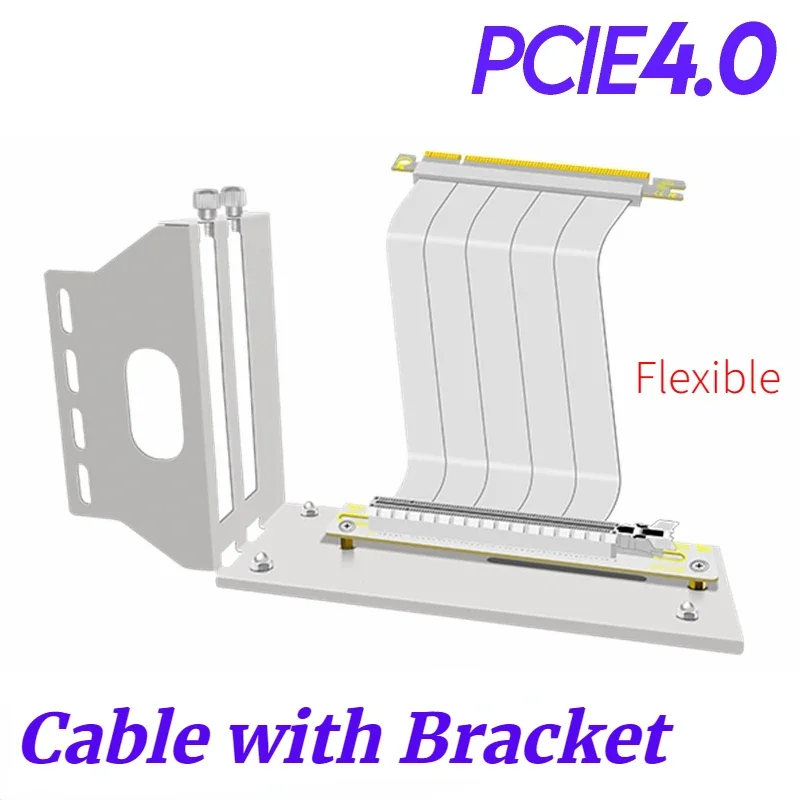 White Pci-E 4.0 16X Scheda Grafica Staffa Verticale Custodia Atx Cavo Flessibile Pcie Riser Card Extension Port Adapter Gen4.0 Per Gpu