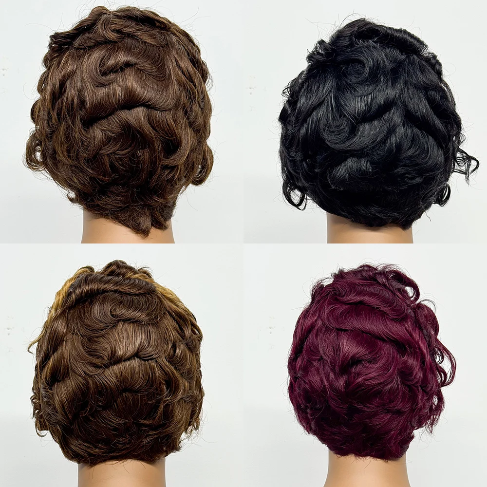 Short Pixie Bob Loose Curly Human Hair Bouncy Curly Wigs 13x4 Transparent Lace Frontal Wigs For Black Women