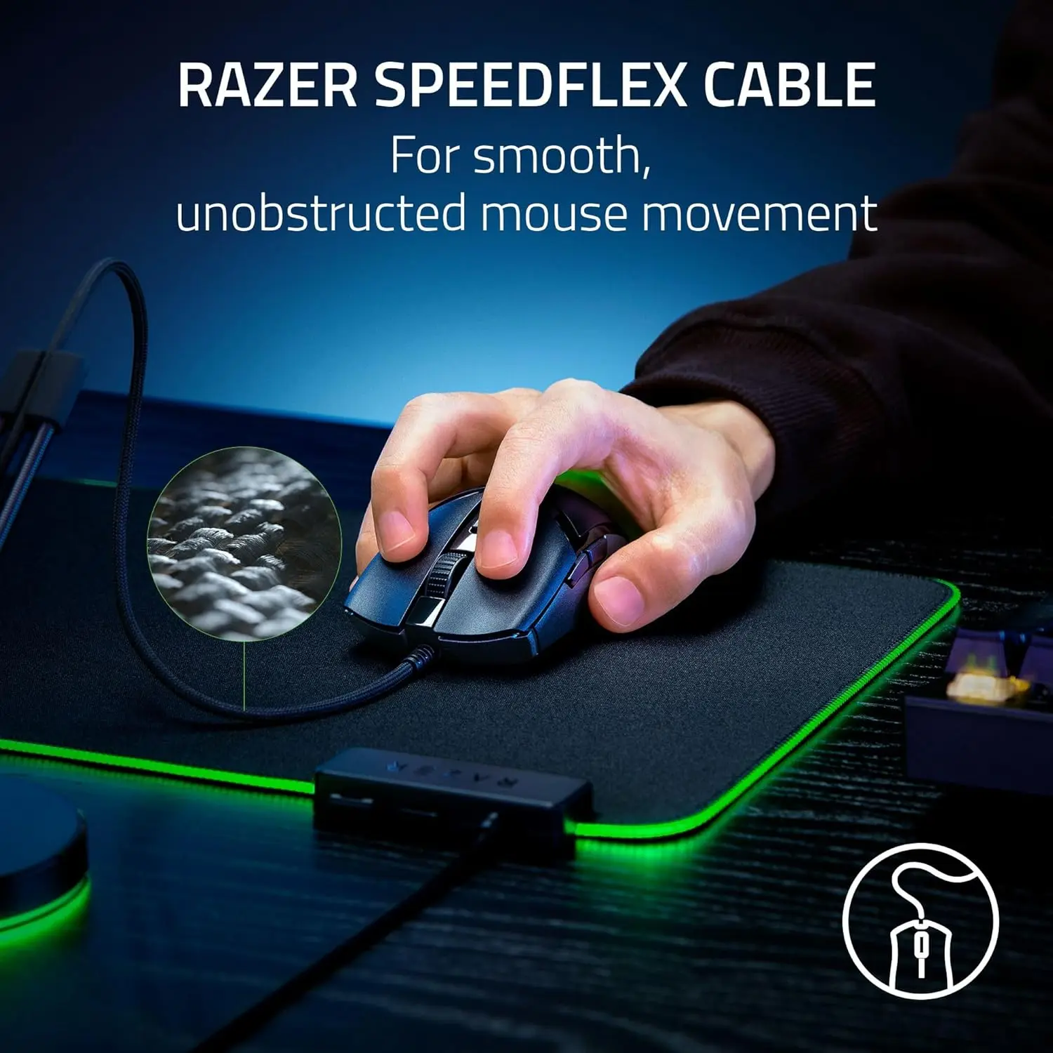 기존 Razer Cobra 58g 경량 유선 게임용 마우스 광 마우스 스위치 Gen-3 Chroma 조명(그라디언트 언더글로우 포함)