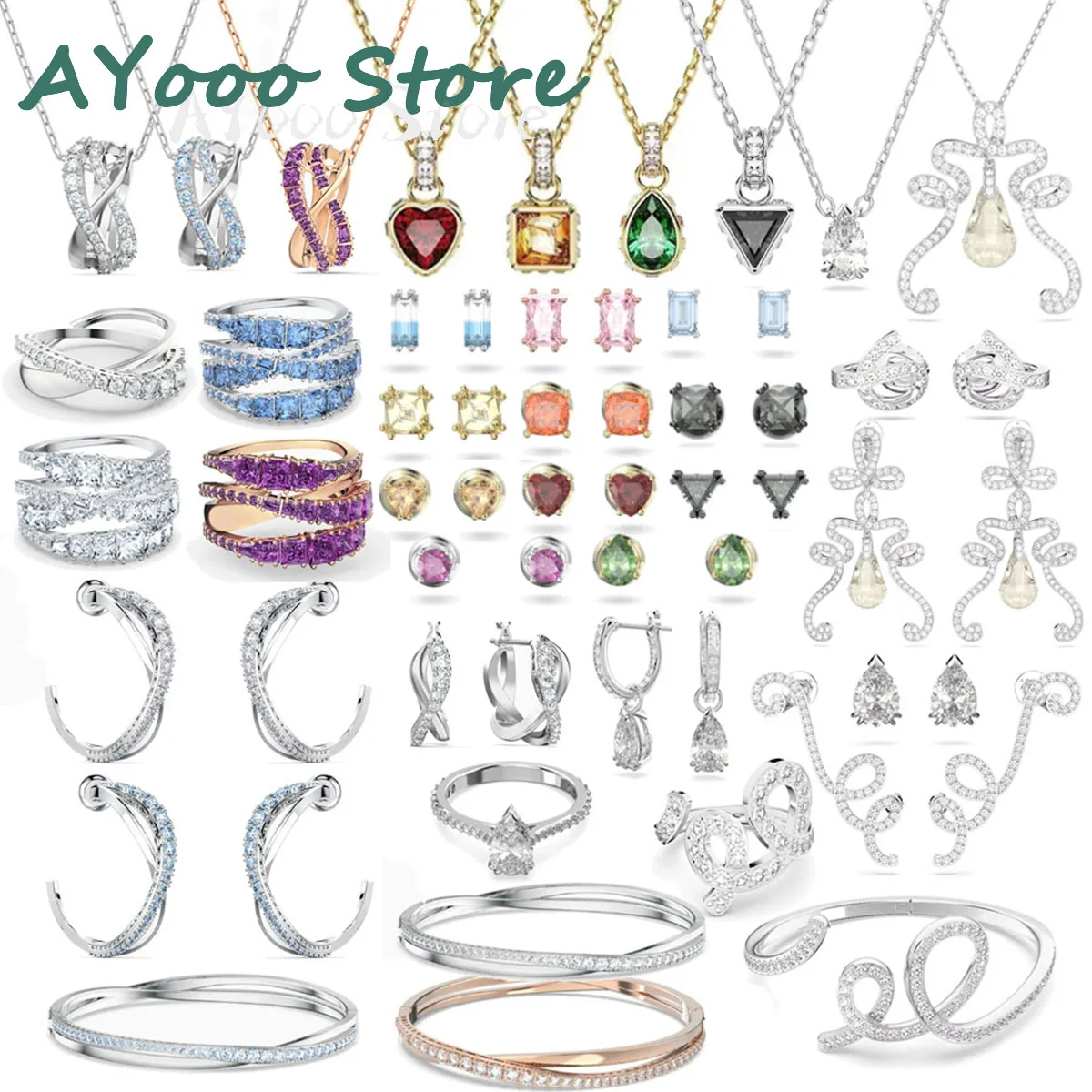 

Original Fashion Jewelry Set High Quality Charming Women's Necklace Earring Ring Bracelet Party Gift Band Logo