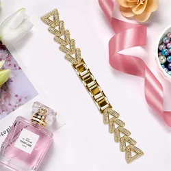 Elegant Diamond Stainless Steel Watch Strap Bracelet (20mm/22mm) - 22mm watch band (Gold 02)