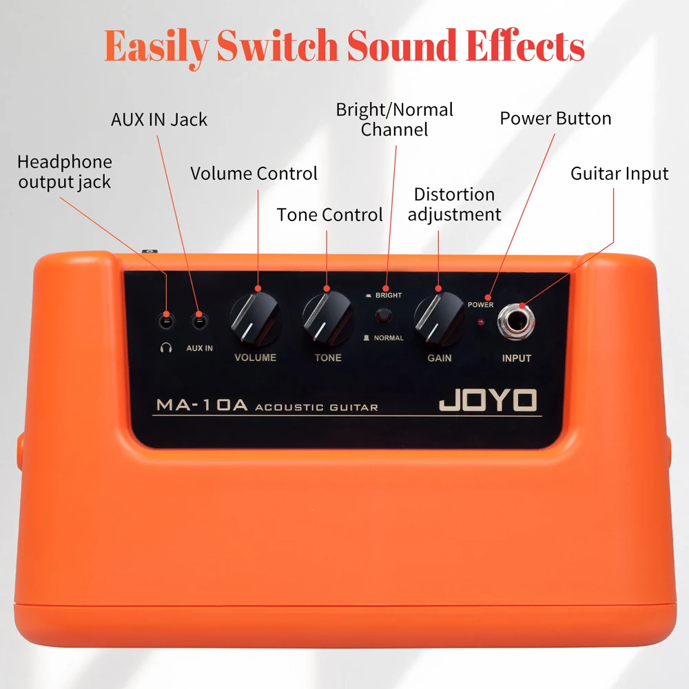 MA-10 Mini Guitar Bass Amplifier 10W Electric Guitar Speaker Gain/Tone Controls