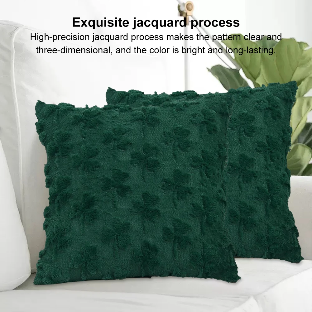St Patricks Day Shamrock Faux Fur Pillowcase Shamrock Pattern Decorative Throw Pillowcase for Holiday Festivals Decor
