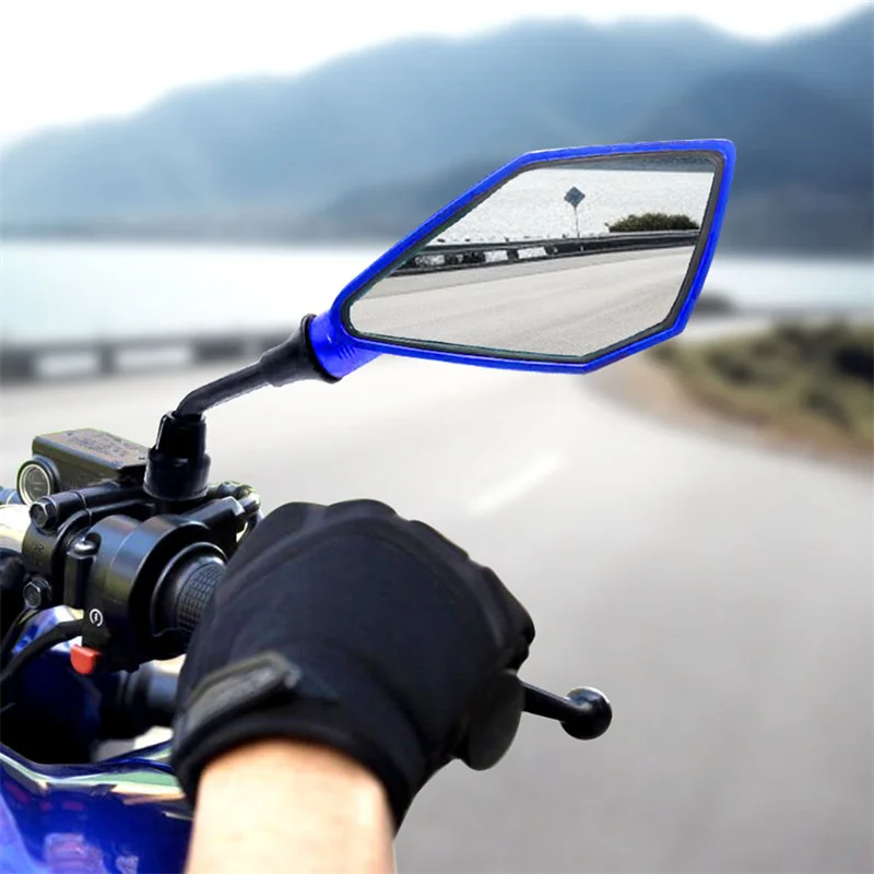 Enhanced Motorcycle Rearview Mirrors - Blue M10 ABS HD Side Mirror for Scooters, E-Bikes, ATVs, and Dirt Bikes