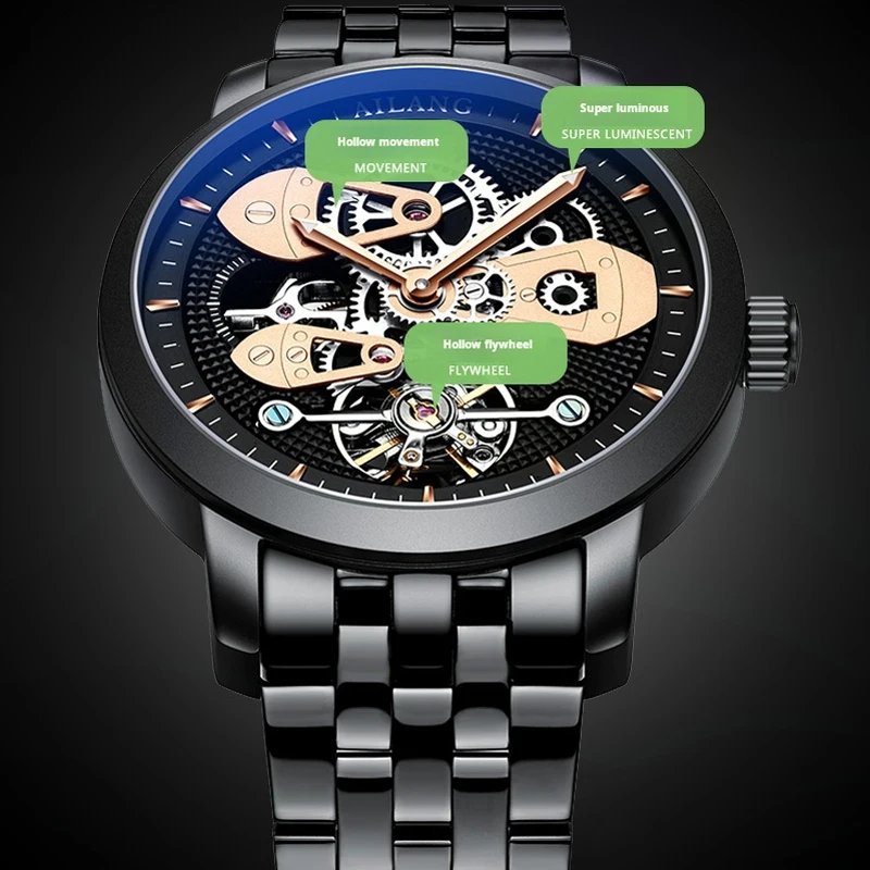 Orologio da polso di lusso AILANG, orologio da polso da uomo in acciaio inossidabile impermeabile con tourbillon, automatico, meccanico, Relojes Hombre_voghion.com