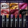 Diamond Lipstick in Sparkling Gold Black Red Silver Moisturizing Glitzy for Holiday Party Charming Christmas Lip Gloss Make Up