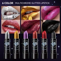 Diamond Lipstick in Sparkling Gold Black Red Silver Moisturizing Glitzy for Holiday Party Charming Christmas Lip Gloss Make Up