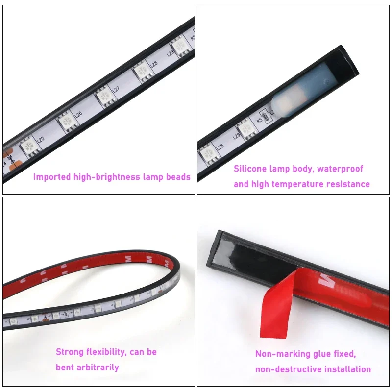 Headstock Truck Accessories Atmosphere Ambient Light Car Led 24v Exterior Led Lights Strip for Monochrome Car Van Modified Lamp