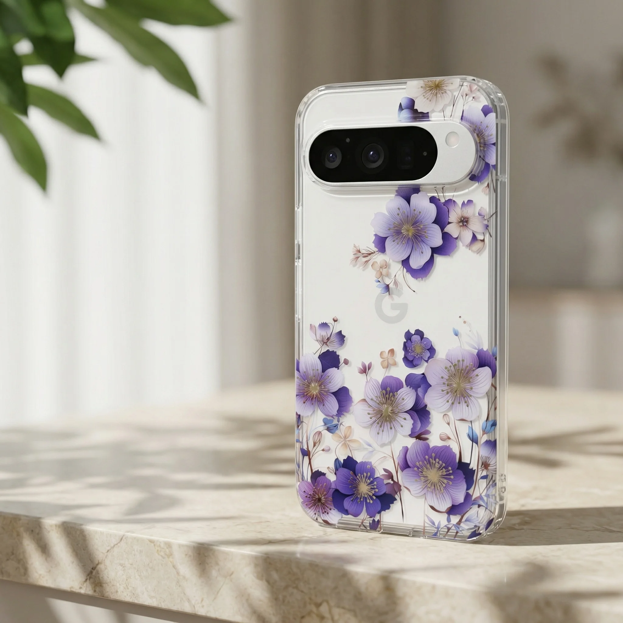 Luxury TPU Phone Case with Flower Feather Design and Colorful Coating